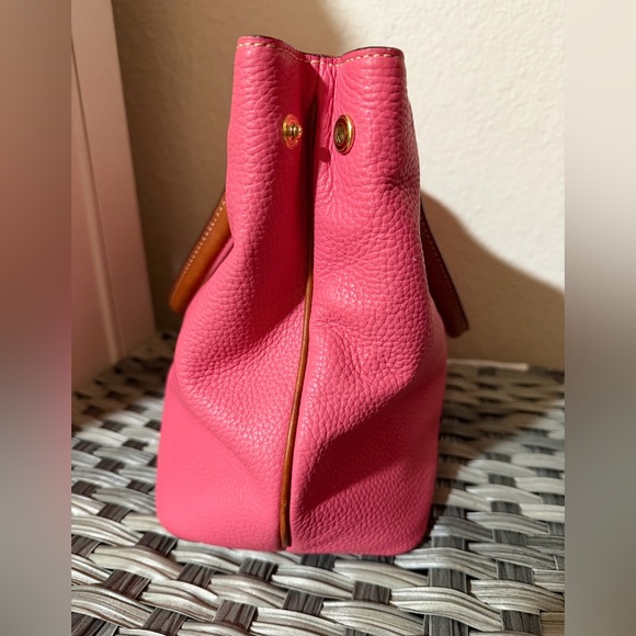 Dooney & Bourke Pink Pebbled Leather Double Zip Satchel Purse - Picture 14 of 16